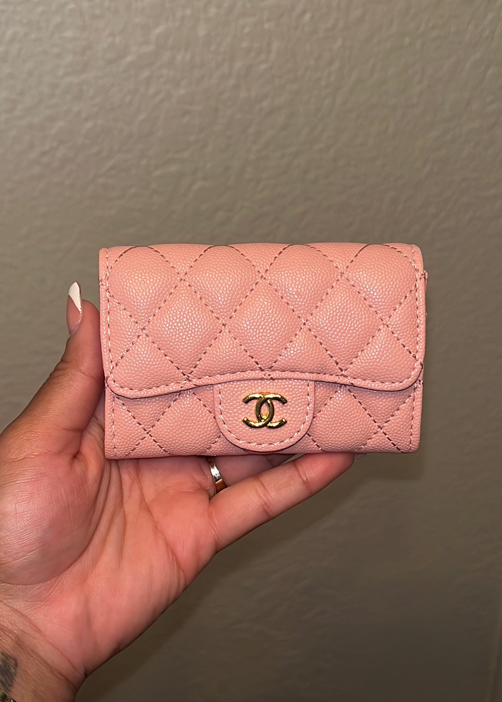 Pink Quilted CC wallet