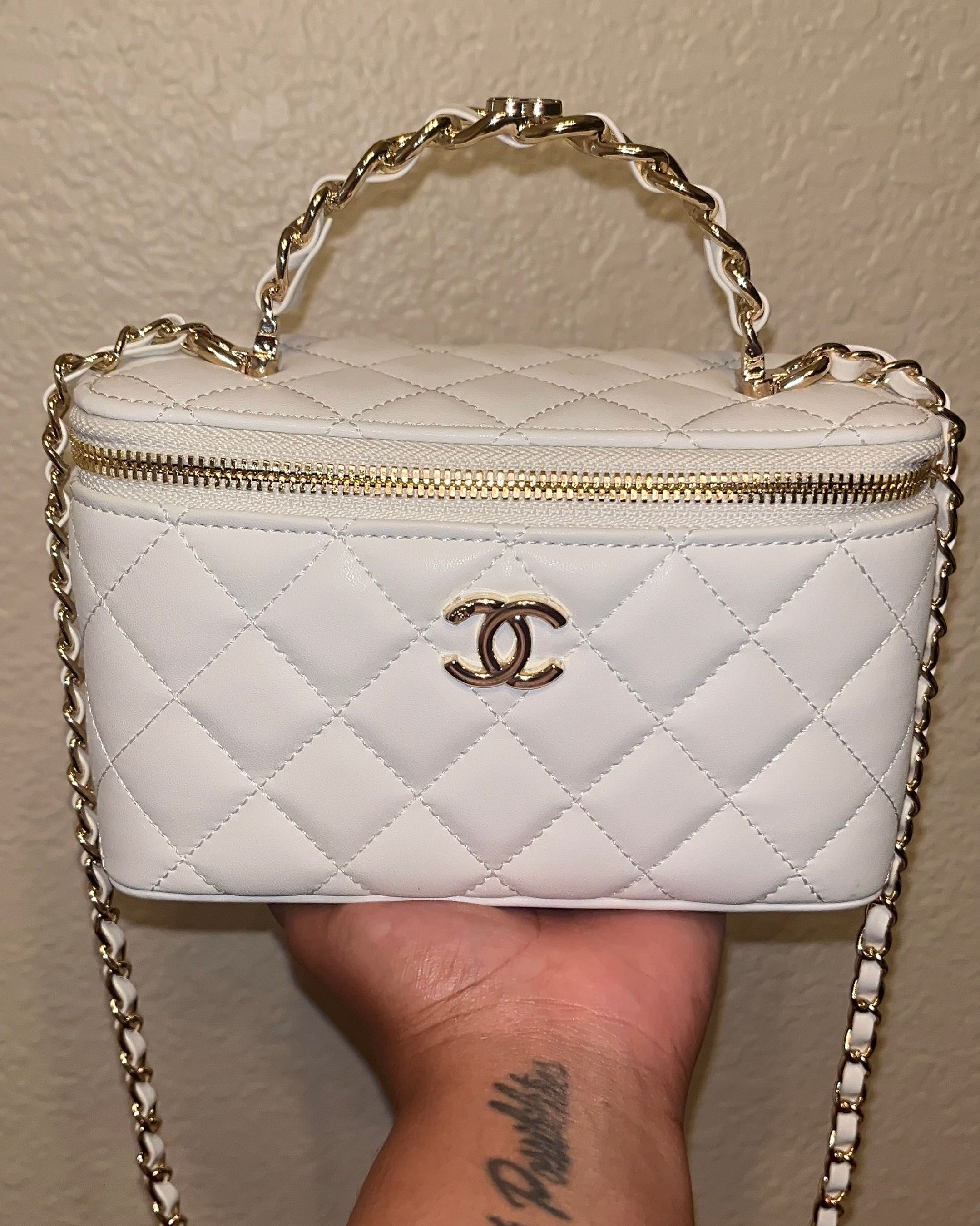 White Quilted CC Handbag