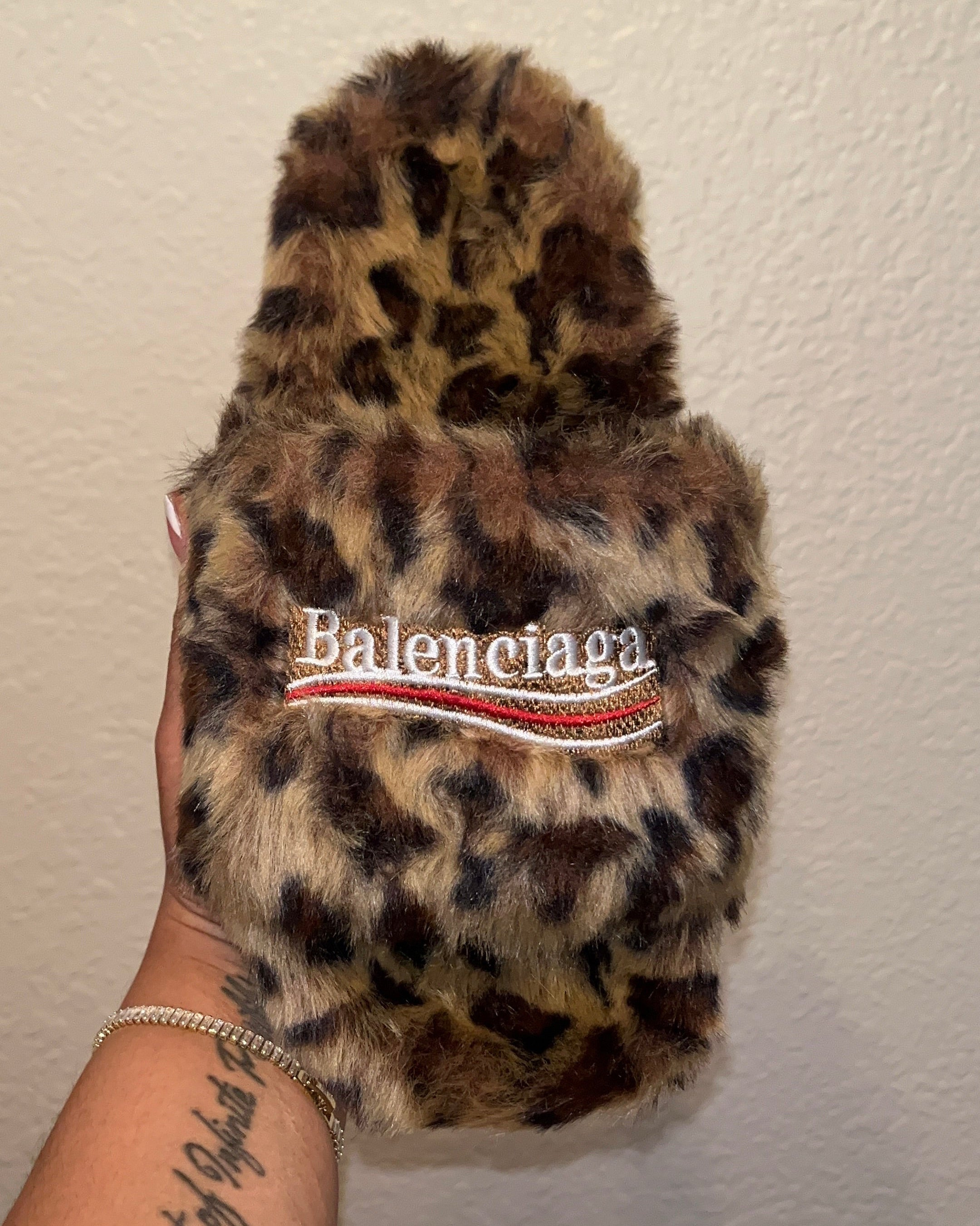 Plush Leopard Slippers